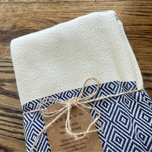 Deerlux 100% Cotton Turkish Hand Towels, Set of 2 18" x 40" Diamond Peshtemal - Picture 5 of 7